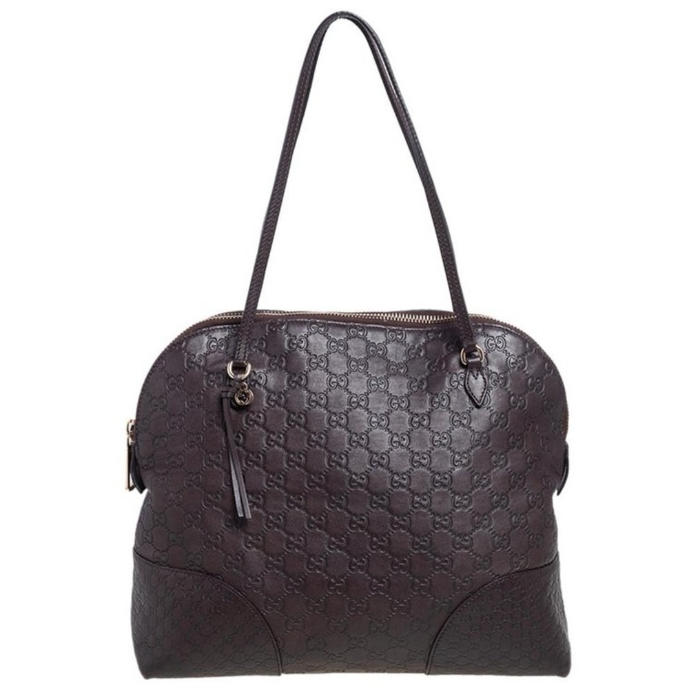 Gucci Guccissima Women's Brown Leather Shoulder Bag Handbag Purse One Size